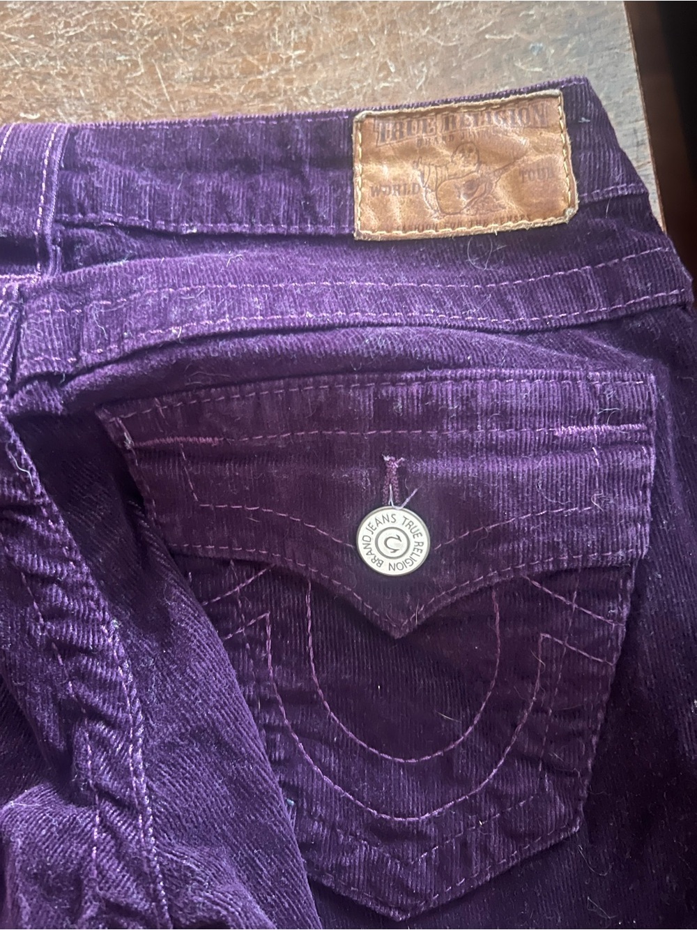 Vintage True Religion Women's Deep Purple Corduroy Low Rise Bootcut - Size 24